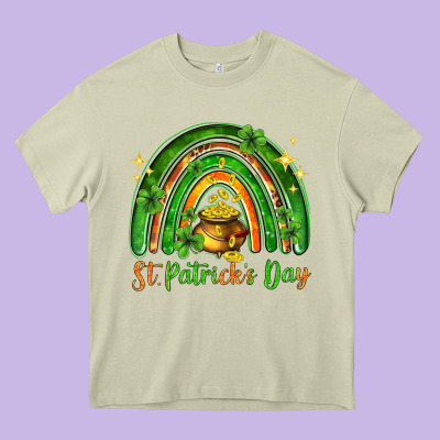 St. Patrick's Day Rainbow Heavy Core Tee Designed By Howdyjamesfarm