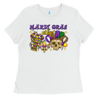 White mardi gras vibes skull Ladies Tee - FaDigitalArtStudio