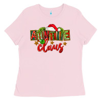 Bubblegum Pink christmas auntie claus Ladies Tee - FaDigitalArtStudio