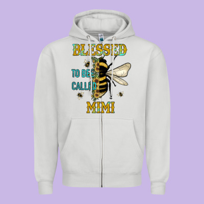 Blessed To Bee Called Mimi Zipper Hoodie Designed By Jahusdesignshop
