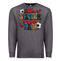 Charcoal Heather little sister biggest fan soccer Premium Sweatshirt - Jasminsmagicworld