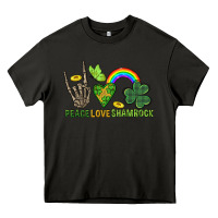 Asphalt Peace Love Shamrock  St. Patrick's Day Heavy Core Tee - CowGirlArtShop