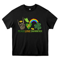 Black Peace Love Shamrock  St. Patrick's Day Heavy Core Tee - CowGirlArtShop