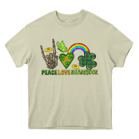 Mossy Peace Love Shamrock  St. Patrick's Day Heavy Core Tee - CowGirlArtShop
