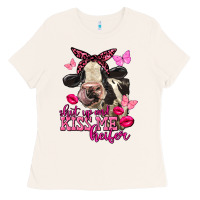 Bone Valentine's Day Shut Up And Kiss Me Heifer Holstein Cow Ladies Tee - FaDigitalArtStudio