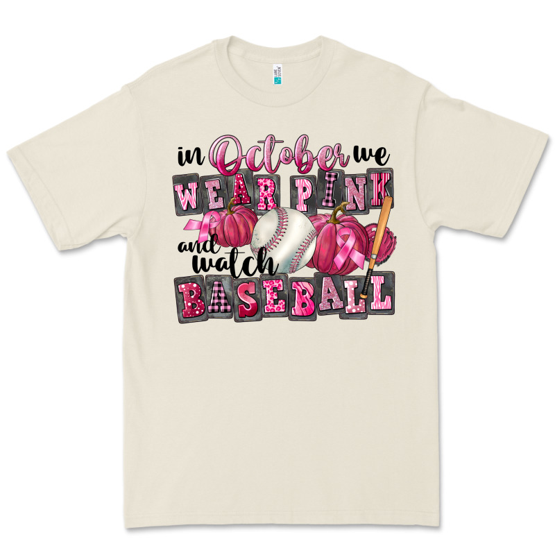 In October We Wear Pink And Watch Baseball Premium Tee by FaDigitalArtStudio | Teevron