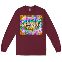Burgundy Beach Life Long Sleeve Tee - CowhideDigitalArt