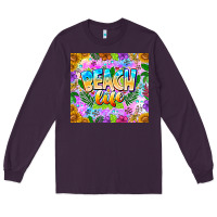 Plum Beach Life Long Sleeve Tee - CowhideDigitalArt