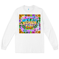White Beach Life Long Sleeve Tee - CowhideDigitalArt