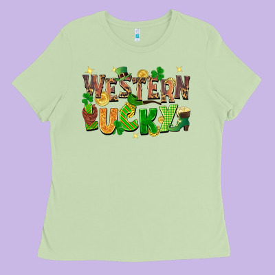 Western Lucky Ladies Tee Designed By Fadigitalartstudio