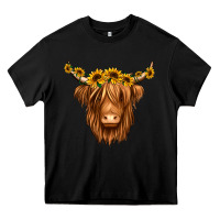 Black sunflower headband highland cow Heavy Core Tee - Jasminsmagicworld