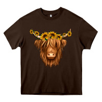 Chocolate Brown sunflower headband highland cow Heavy Core Tee - Jasminsmagicworld