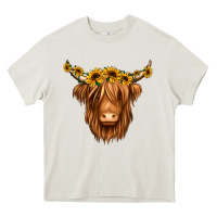 Cream sunflower headband highland cow Heavy Core Tee - Jasminsmagicworld