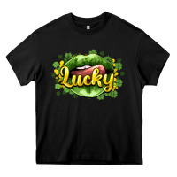 Black St. Patrick's Day lips lucky Heavy Core Tee - HowdyJamesFarm