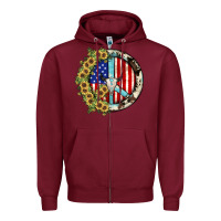 Burgundy Peace sign Zipper Hoodie - JahusDesignShop