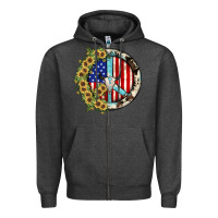 Charcoal Heather Peace sign Zipper Hoodie - JahusDesignShop
