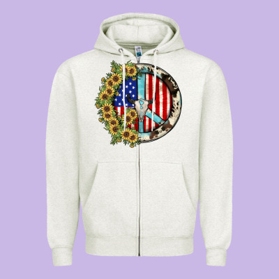 Peace Sign Zipper Hoodie Designed By Jahusdesignshop