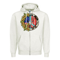 Oatmeal Heather Peace sign Zipper Hoodie - JahusDesignShop