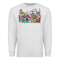 Oatmeal Heather skeleton summer coffee cups Premium Sweatshirt - Jasminsmagicworld