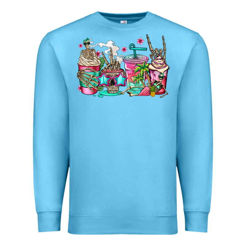Skeleton Summer Coffee Cups Premium Sweatshirt by Jasminsmagicworld | Teevron