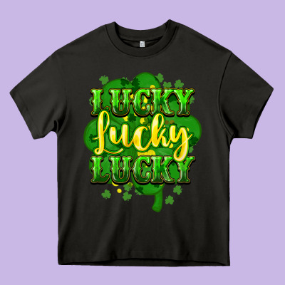 Lucky Lucky Lucky Clover St. Patrick's Heavy Core Tee Designed By Howdyjamesfarm