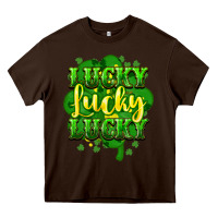 Chocolate Brown lucky lucky lucky clover St. Patrick's Heavy Core Tee - HowdyJamesFarm