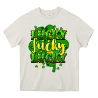 Cream lucky lucky lucky clover St. Patrick's Heavy Core Tee - HowdyJamesFarm