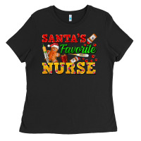 Black Santa's Favorite Nurse Ladies Tee - FaDigitalArtStudio