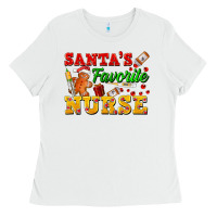 White Santa's Favorite Nurse Ladies Tee - FaDigitalArtStudio