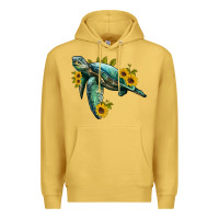 Antique Gold sea turtle with sunflowers Premium Hoodie - Artiststas