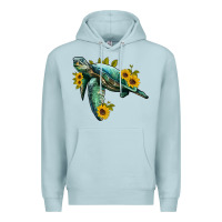 Blue Mist sea turtle with sunflowers Premium Hoodie - Artiststas