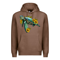 Chestnut sea turtle with sunflowers Premium Hoodie - Artiststas