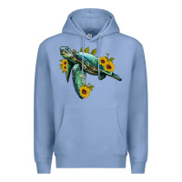 Colony Blue sea turtle with sunflowers Premium Hoodie - Artiststas