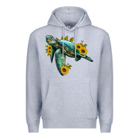 Heather Grey sea turtle with sunflowers Premium Hoodie - Artiststas