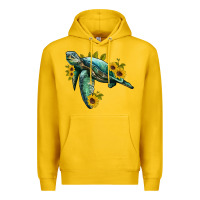 Lemon sea turtle with sunflowers Premium Hoodie - Artiststas