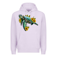 Lilac sea turtle with sunflowers Premium Hoodie - Artiststas