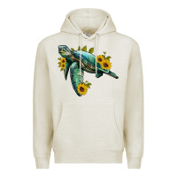 Oatmeal Heather sea turtle with sunflowers Premium Hoodie - Artiststas