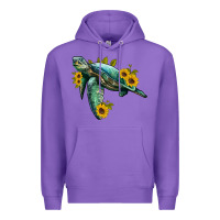 Purple sea turtle with sunflowers Premium Hoodie - Artiststas