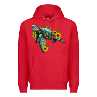 Red sea turtle with sunflowers Premium Hoodie - Artiststas