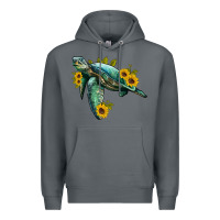Rock sea turtle with sunflowers Premium Hoodie - Artiststas