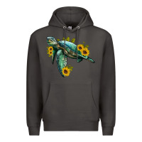 Smoke sea turtle with sunflowers Premium Hoodie - Artiststas