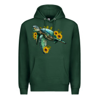 Sports Green sea turtle with sunflowers Premium Hoodie - Artiststas