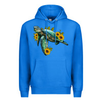 True Royal sea turtle with sunflowers Premium Hoodie - Artiststas