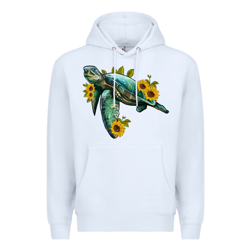 Sea Turtle With Sunflowers Premium Hoodie by Artiststas | Teevron