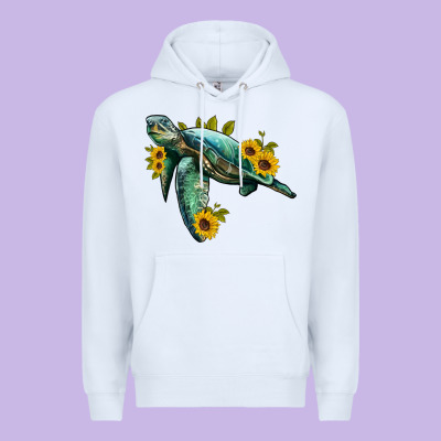 Sea Turtle With Sunflowers Premium Hoodie Designed By Artiststas
