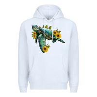 White sea turtle with sunflowers Premium Hoodie - Artiststas