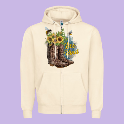 Bee Kind Zipper Hoodie Designed By Jahusdesignshop
