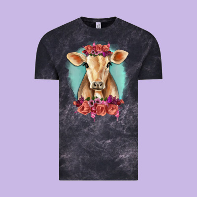 Floral Cow Vintage Tee Designed By Ranaportraitstore