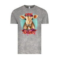 Cloud Rock Floral Cow Vintage Tee - RanaPortraitStore