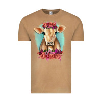 Vintage Camel Floral Cow Vintage Tee - RanaPortraitStore